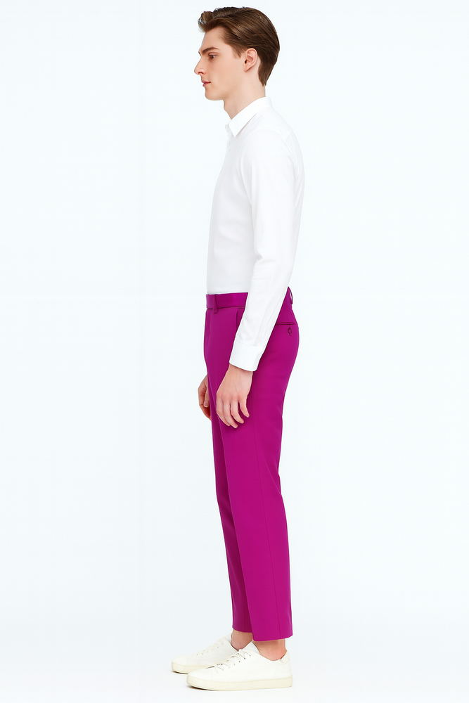 Men’s Fuchsia Dress Pants – Slim Fit Stylish Formal Trousers for Parties in Hot Pink Color
