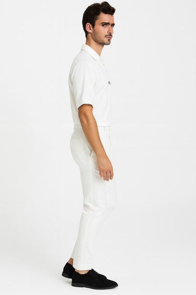 Men’s White Lace-Up Renaissance Shirt – Linen Fabric Short Sleeve Casual Pirate Peasant Top