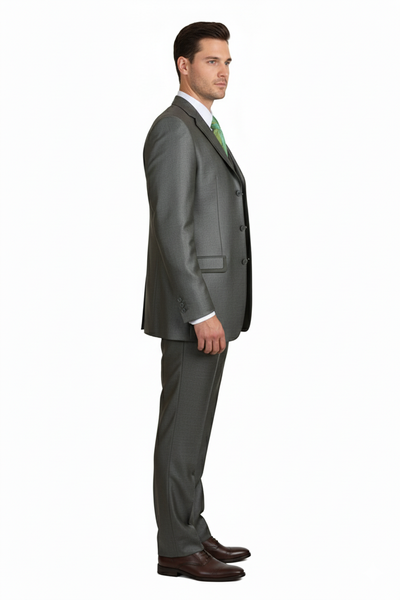 Men’s Olive Green 3-Piece Suit – Classic Fit with Vest and Tie Pleated Pants Three Buttons