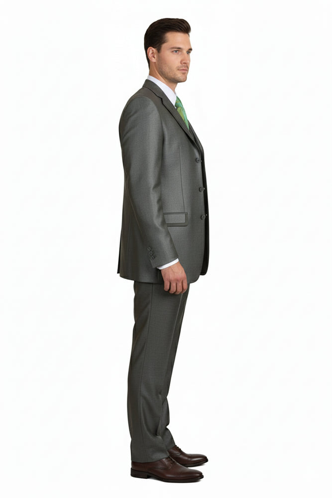 Men’s Olive Green 3-Piece Suit – Classic Fit with Vest and Tie Pleated Pants Three Buttons