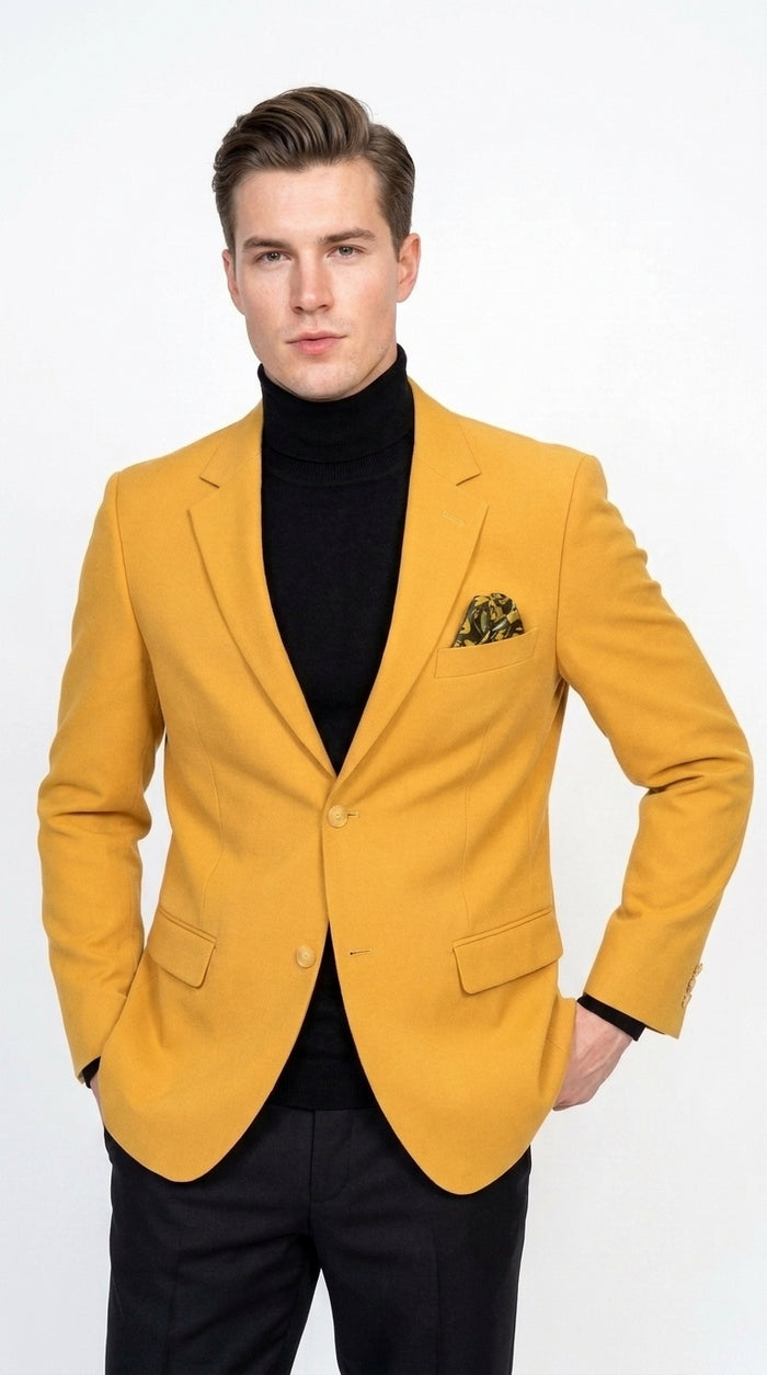 Men’s Mustard Gold Blazer, Fashion Sport Coat Wedding Party Church Dress Jacket