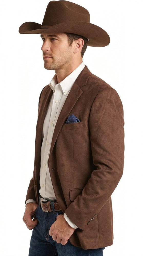 Men’s Brown Suede Western Blazer – Cowboy Style Sport Coat Jacket