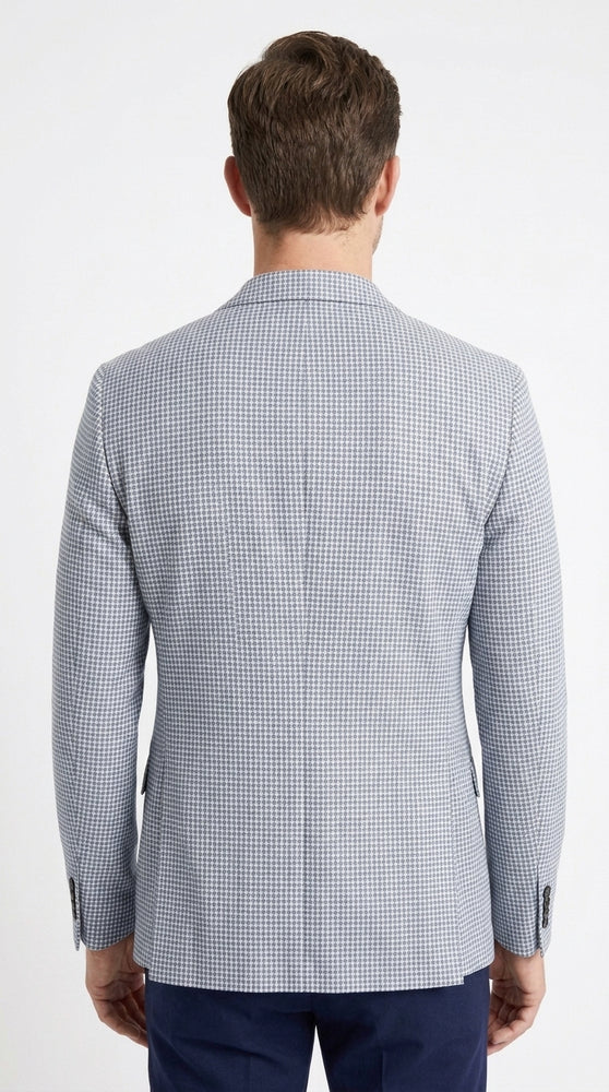Men’s Light Blue Checkered Sport Coat – Two-Button Wedding, Business and Smart Casual Blazer
