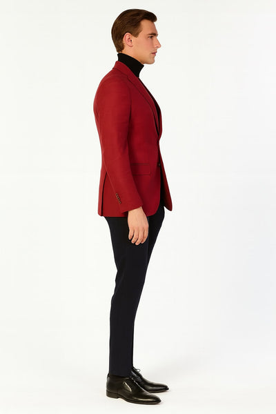 Men’s Burgundy Red - Wine  Two-Button Sport Coat – Stylish Blazer for Business, Parties