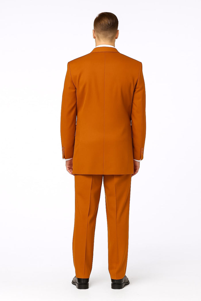 Mens Rust 3-Piece Fashion Suit – Notch Lapel with Paisley Vest, Tie and Pocket Square - Zoot Suit