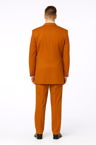 Mens Rust 3-Piece Fashion Suit – Notch Lapel with Paisley Vest, Tie and Pocket Square - Zoot Suit