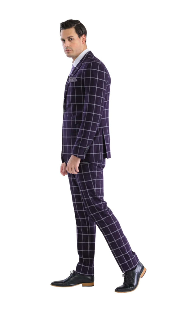Mens Plaid Suit - Black Windowpane Suit - 1920 Suits