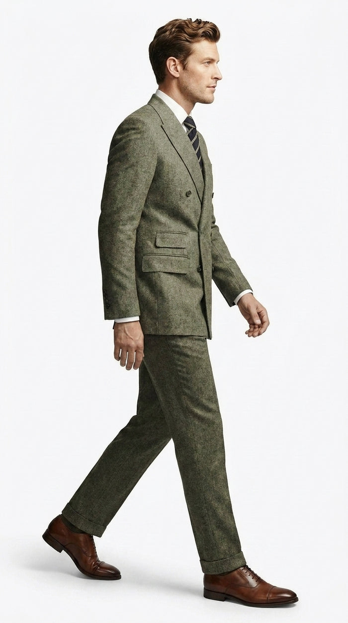 Men’s Grey Kingsman Inspired Double Breasted Suit, Colin Firth Style Peak Lapel Formal Suit