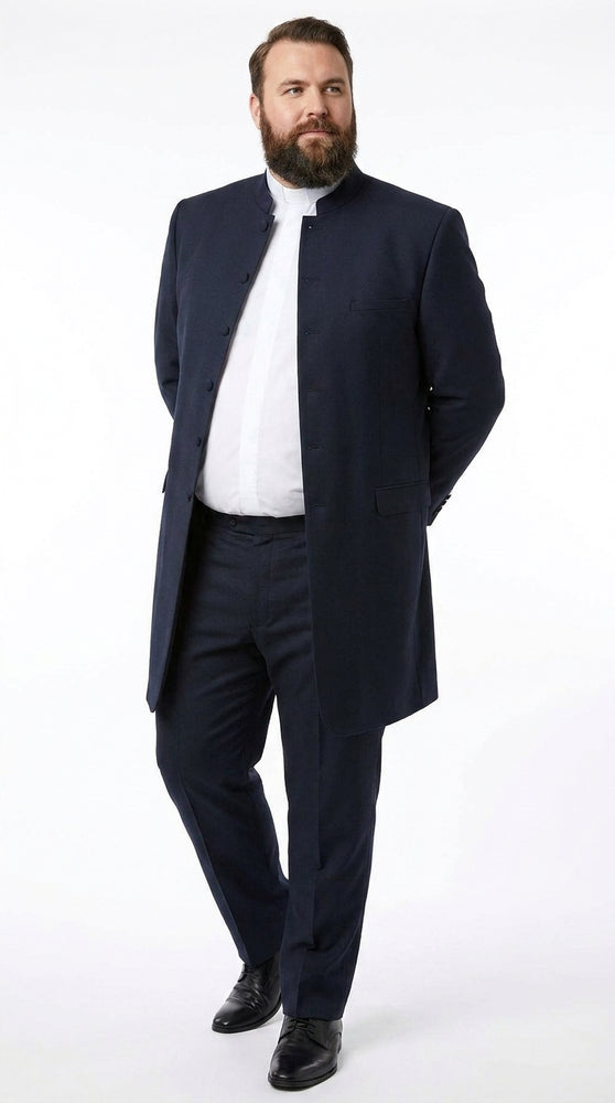 Men’s Black Mandarin Collar Suit – Matrix Neo Inspired Long Jacket & Pants Formal Suit