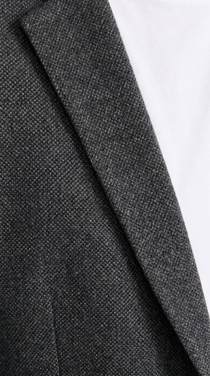 Men’s Charcoal Grey Sport Coat – Classic Two Button Notch Lapel Textured Blazer