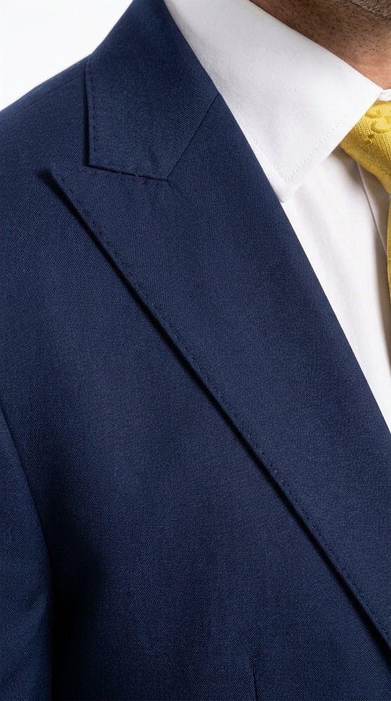 Mens Vitali 3 Piece Suit W/Scoop Vest Navy Blue 3-Piece Suit – Big Peak Lapel  Vest and Pants  Modern Fit Two Buttons