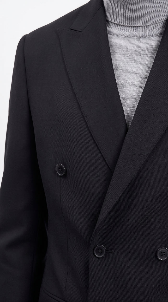 Men's Designer Stacy Adams Classic Double Breasted Suit in Black  Peak Lapel Slim fit
