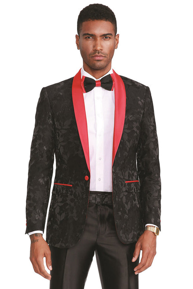 Men's Slim Fit Black Paisley Prom Tuxedo Jacket