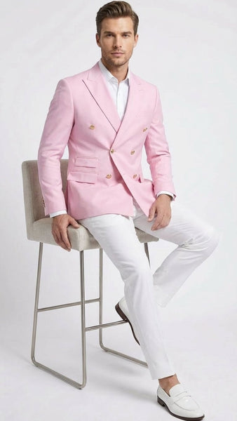 Men’s Light Pink Double Breasted Blazer – Sport Jacket Coat