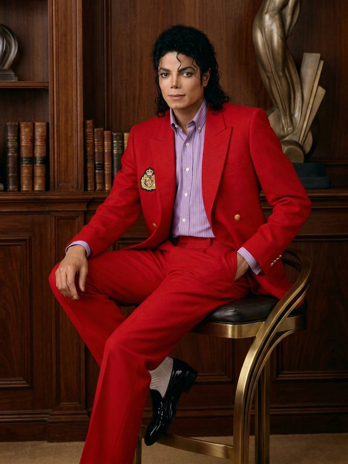 Men’s Red Suit Jacket – Michael Jackson Inspired Double-Breasted Blazer, Classic Formal Party & Dinner Wear, Vintage Stage Style