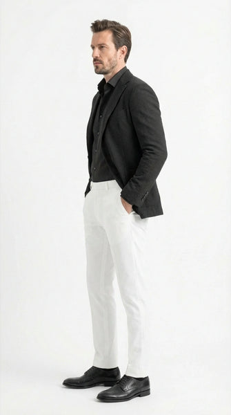 Men’s Black Seersucker Blazer – Textured Two-Button Notch Lapel Formal & Summer Sport Jacket in Black Tone-on-Tone Cotton Fabric