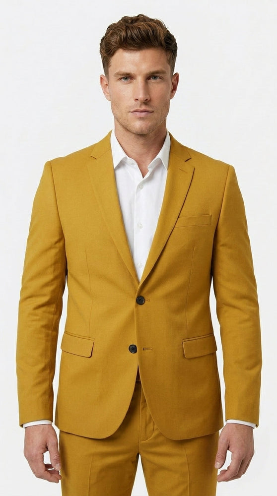 Men’s Gold Mustard Color Suit – Wedding & Prom Formal Suit Outfit, Modern Blazer and Pants