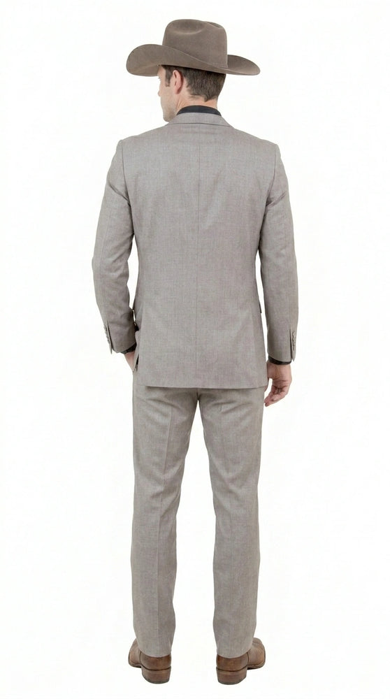 Men’s Light Taupe Western Tuxedo Suit – Cowboy Style Formal Blazer and Pants Outfit in Khaki Tan Light Brown Color