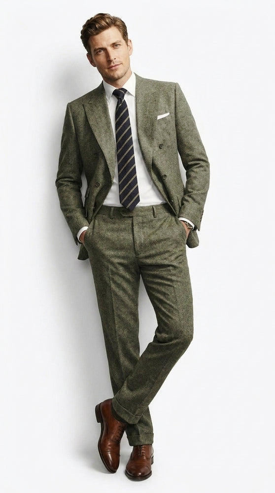 Men’s Grey Kingsman Inspired Double Breasted Suit, Colin Firth Style Peak Lapel Formal Suit