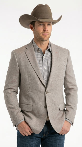 Mens Textured  Light Grey Western Blazer – Cowboy Style Casual Sport Coat for Men Classic Western Jacket