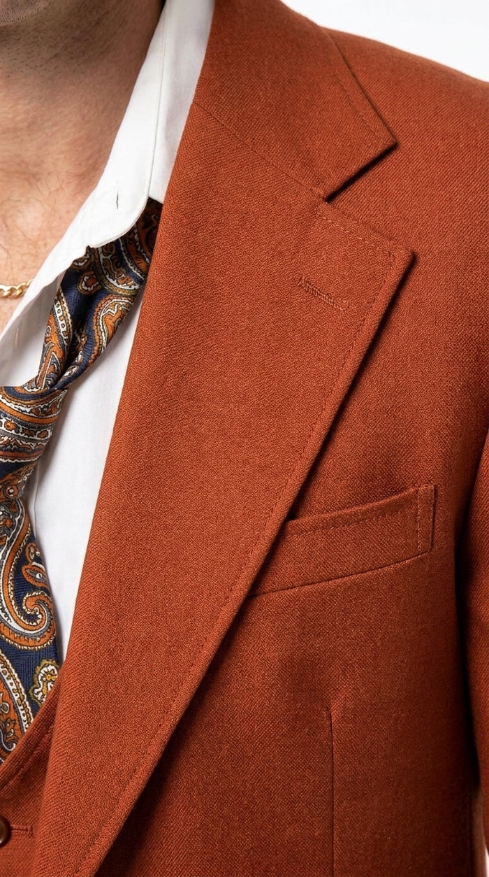 Men’s Burnt Orange 3-Piece Suit – 1970s Disco, Retro Rockabilly, Prom and Party Suit