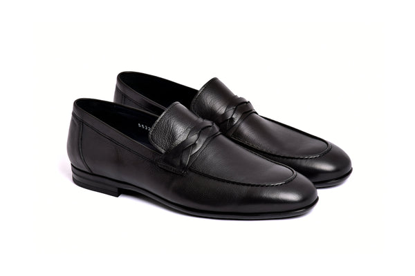 C160-5532 Deer skin Loafer- Black
