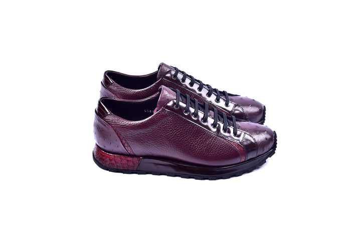 C0013041-5581  Genuine Ostrich Fashion Sneaker-  Burgundy