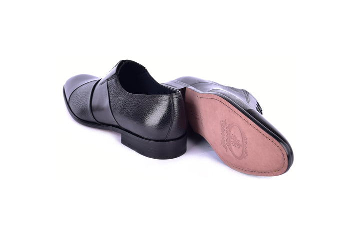 C0141-5691 Cap Toe Tie-less deer skin- Black