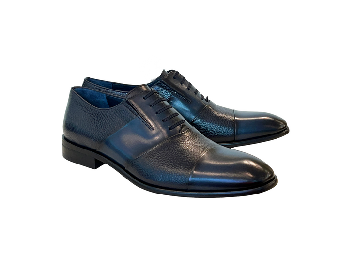 C0143-5691 Cap Toe Tie-less deer skin- Navy