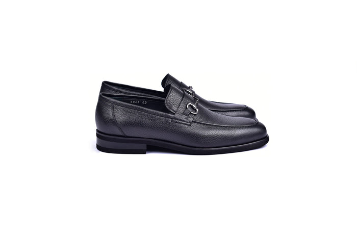 C001103-5844 Deer Skin Buckle Loafer- Black