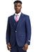 Blue Plaid Hybrid Fit Suit with Peak Lapel by Stacy Adams - Wedding - Prom