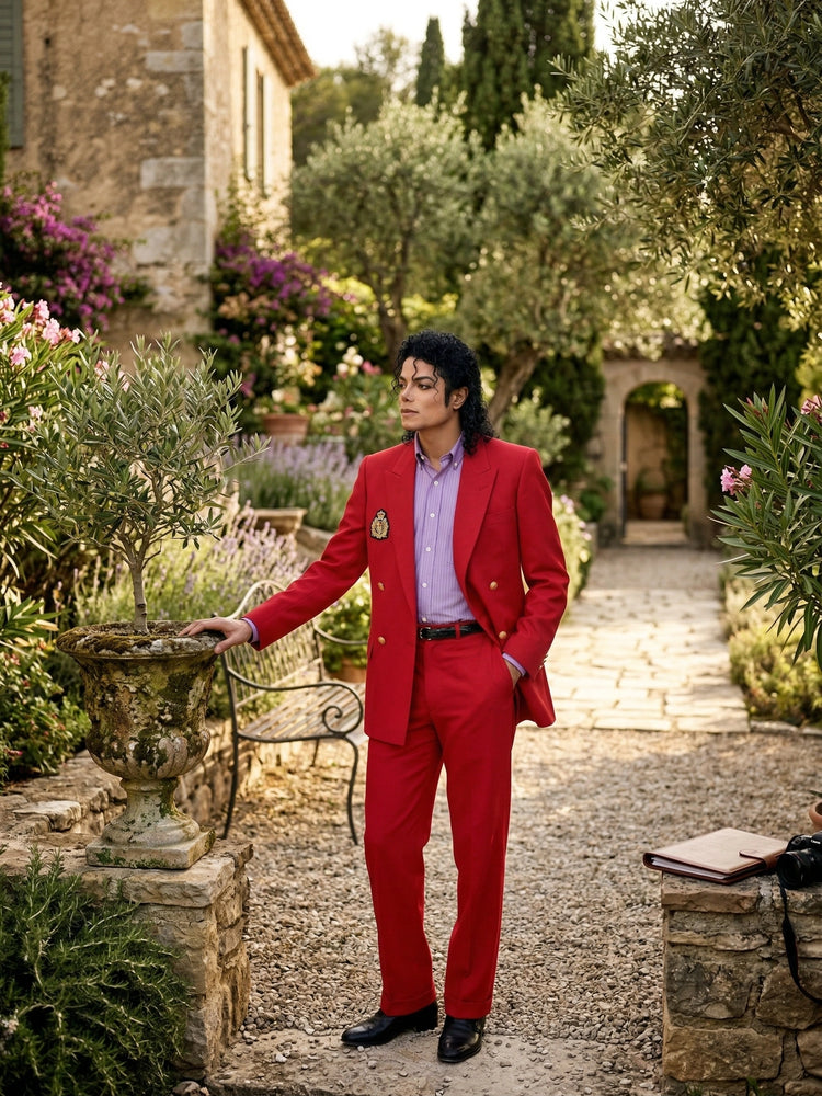 Men’s Red Suit Jacket – Michael Jackson Inspired Double-Breasted Blazer, Classic Formal Party & Dinner Wear, Vintage Stage Style