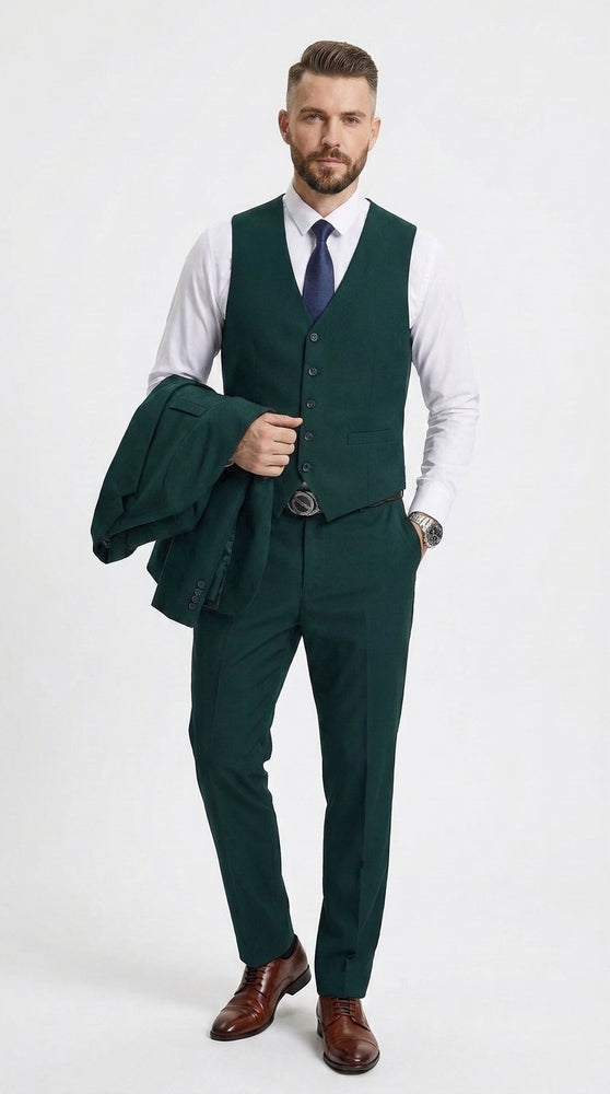 Stacy Adams Dark Teal Suit – Men’s 3-Piece Green Teal Wedding & Formal Suit Modern Fit