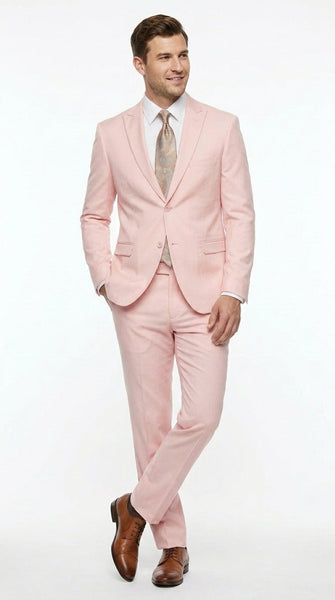 Men’s Light Pink 2 Piece Suit, Formal Dress Suit for Weddings, Prom, Parties, Summer Events Slim Fitted By Vitali
