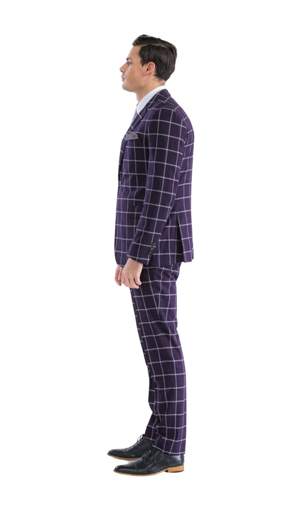 Mens Plaid Suit - Black Windowpane Suit - 1920 Suits