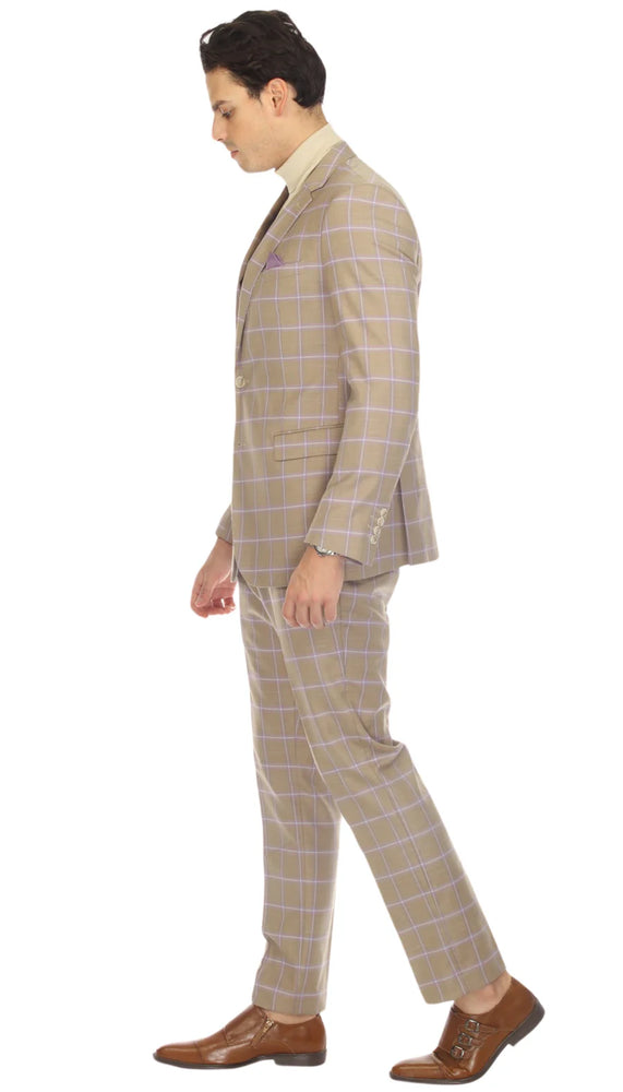 Modern Slim Fit Mens Suit – 2 Button Notch Lapel with U-Shaped Double Breasted Vest