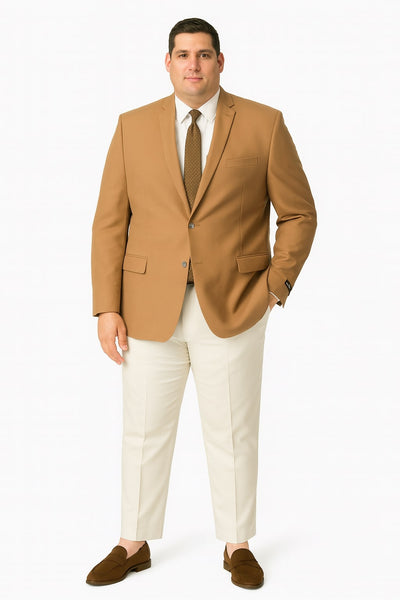 Mens Camel Brown Rustish Two-Button Classic Fit Sport Coat – Modern Blazer for Business and Special Occasions