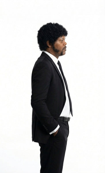 Mens Black Blazer – Jules Winnfield Inspired Pulp Fiction Style Classic Formal Blazer for Men Vintage Retro Jacket