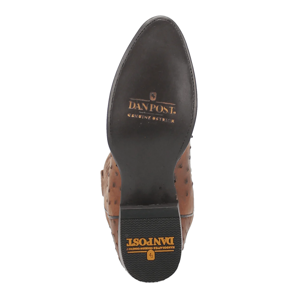 Dan Post Men's Tempe Full Quill Ostrich Round Toe Boots - Saddlebrown