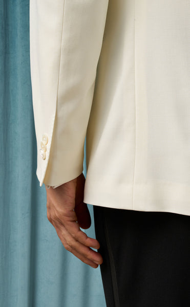 Mens Ivory Dinner Jacket  - Cream Wedding Tuxedo Jacket in Off White Blazer Shawl Collar Double breasted