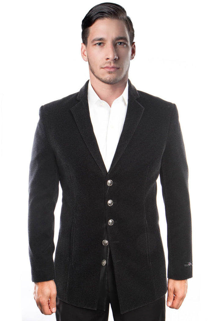 Men's Vintage Velvet Coat in Black by Tazzio Suits