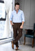 Mens Vintage Tweed Dress Pants Slacks Trousers Regular Fit Suit Pants in Brown - view 3