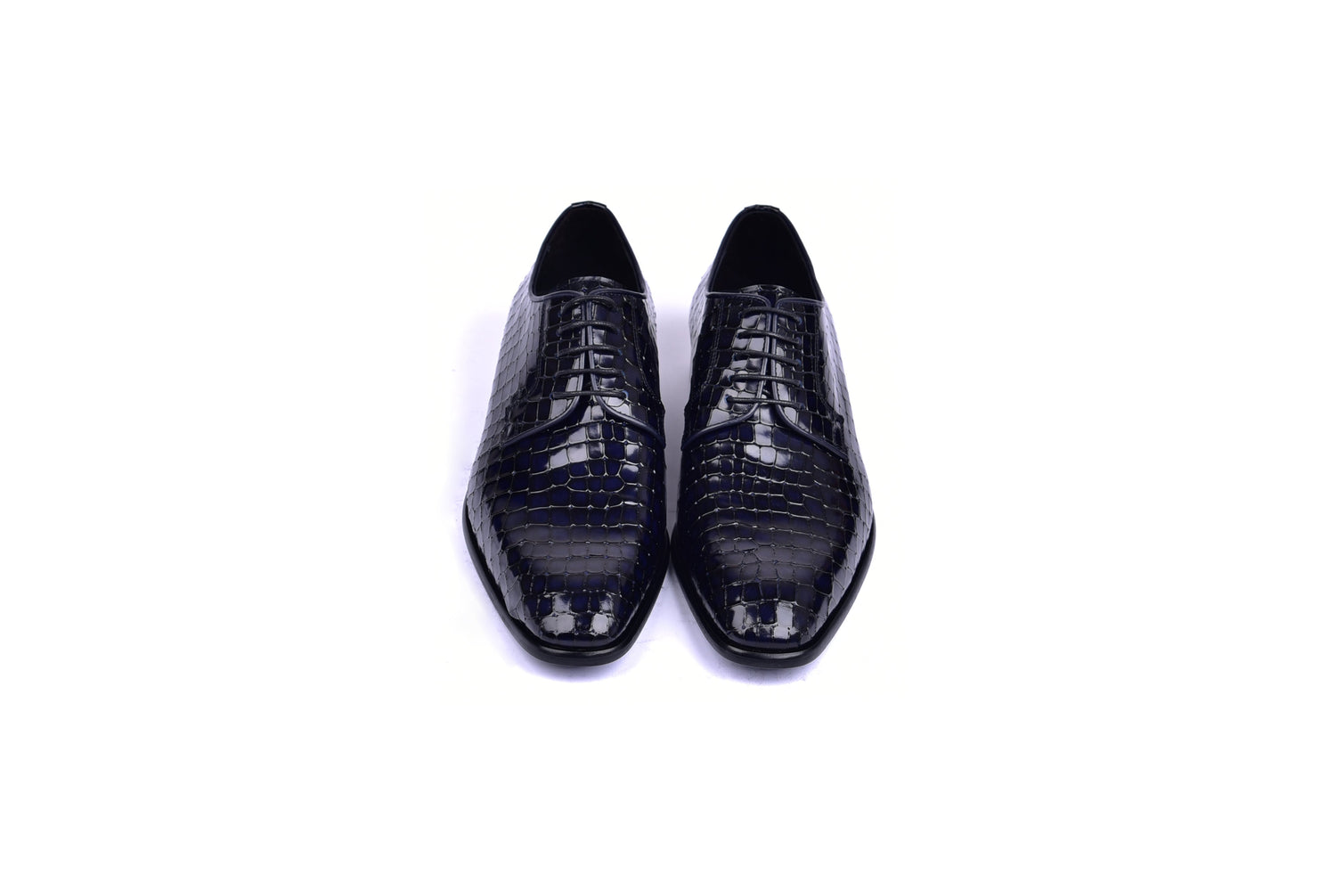 C01507-6291C Croco Print Lace Up Navy