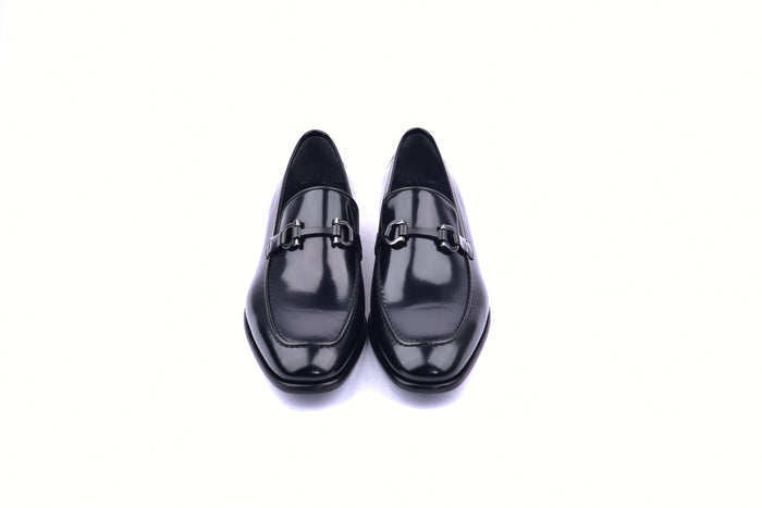 C043-6415 Lux Calf Buckle Loafer- Black