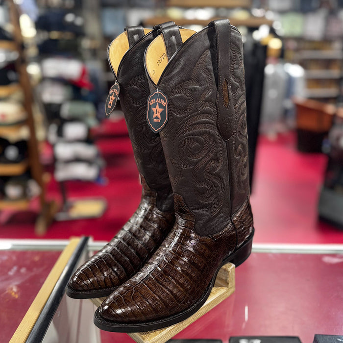 Los Altos Mens Brown Caiman Boot