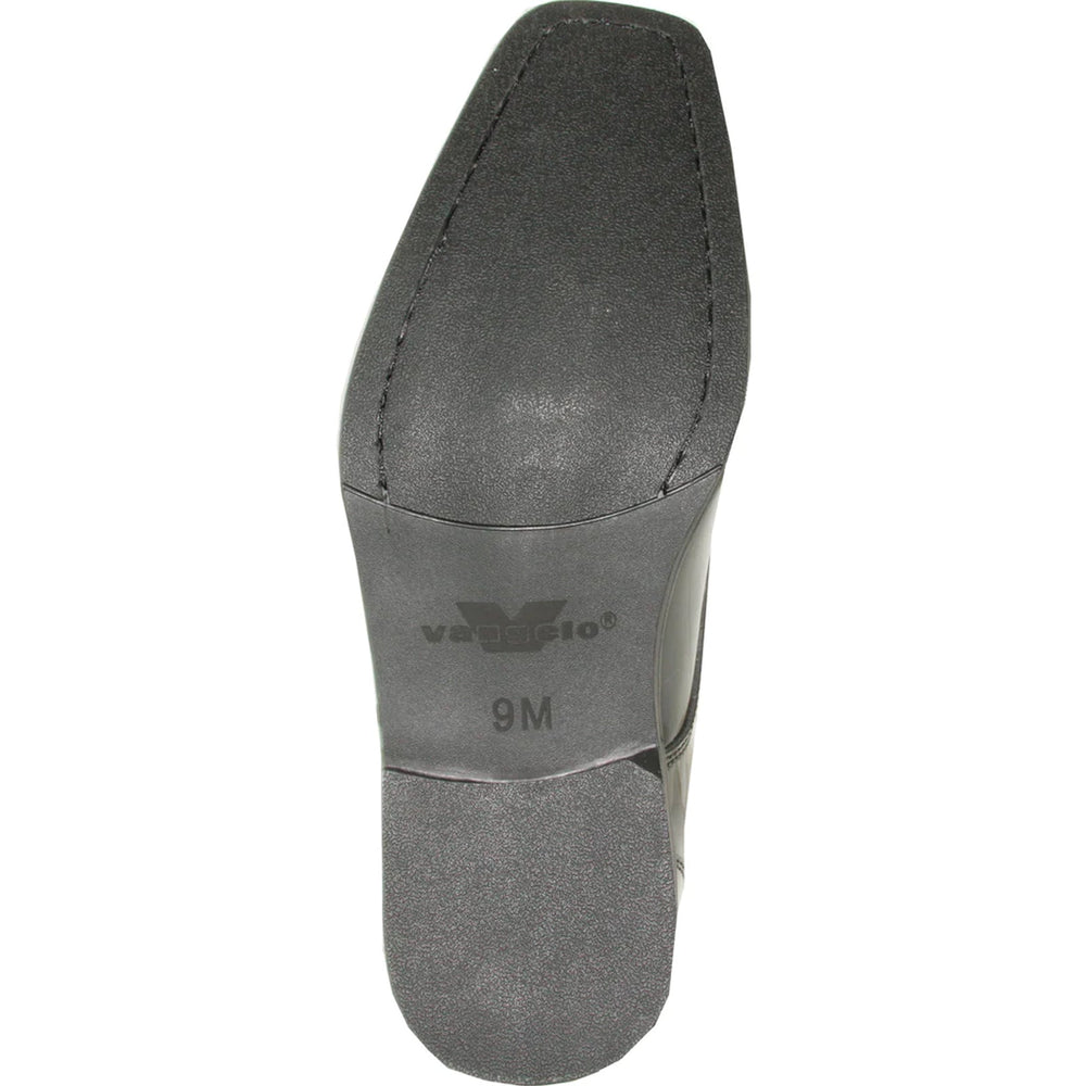 Bravo Mens Modern Pointy Square Toe Oxford Patent Tuxedo Shoe in Black