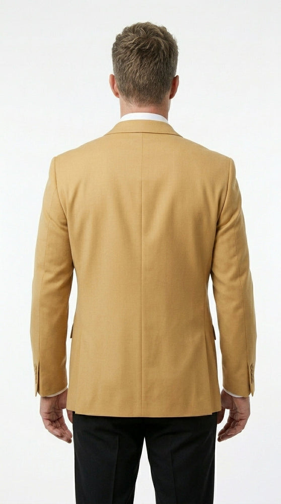 Men’s Camel Blazer, Classic Two Button Business Casual Wedding Summer Sport Coat Jacket in Khaki Bronze Color Modern Fit