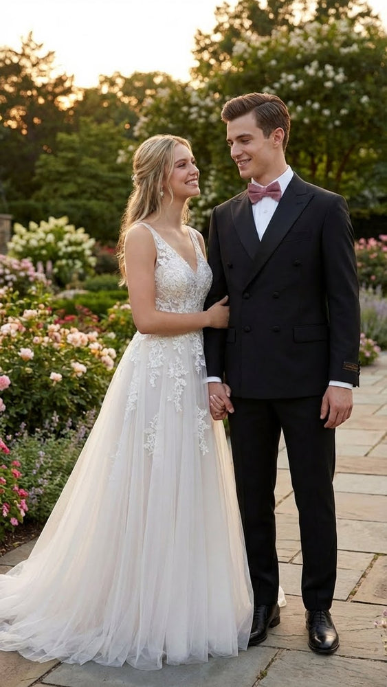 Tiglio Brand 100% Wool Super 150s Italian fabric Men’s Classic Black Double-Breasted Tuxedo with Satin Peak Lapel – Formal Wedding & Gala Suit Set