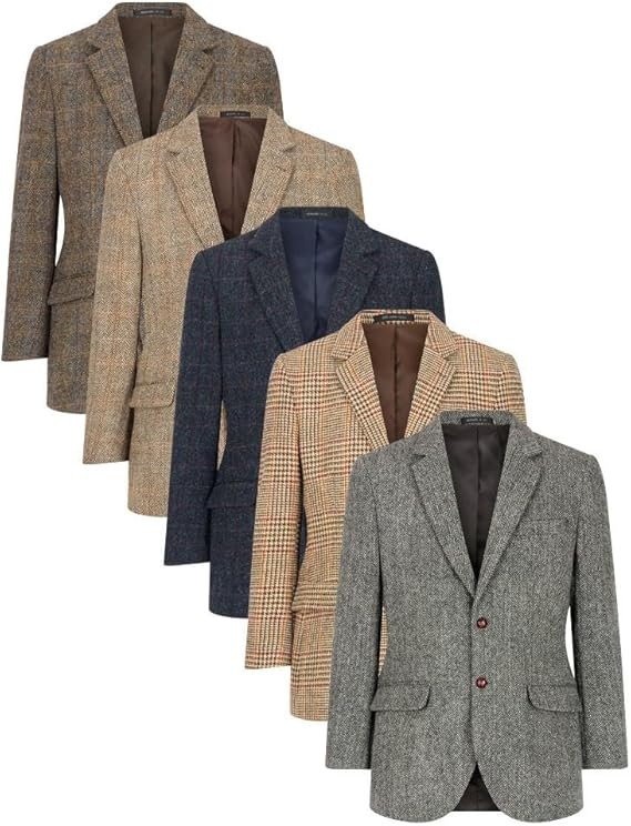 Walker and Hawkes Harris Tweed Blakemore Blazer for Men - Hand-Woven Wool Tweed Jacket with Polyester Lining, Regular Fit