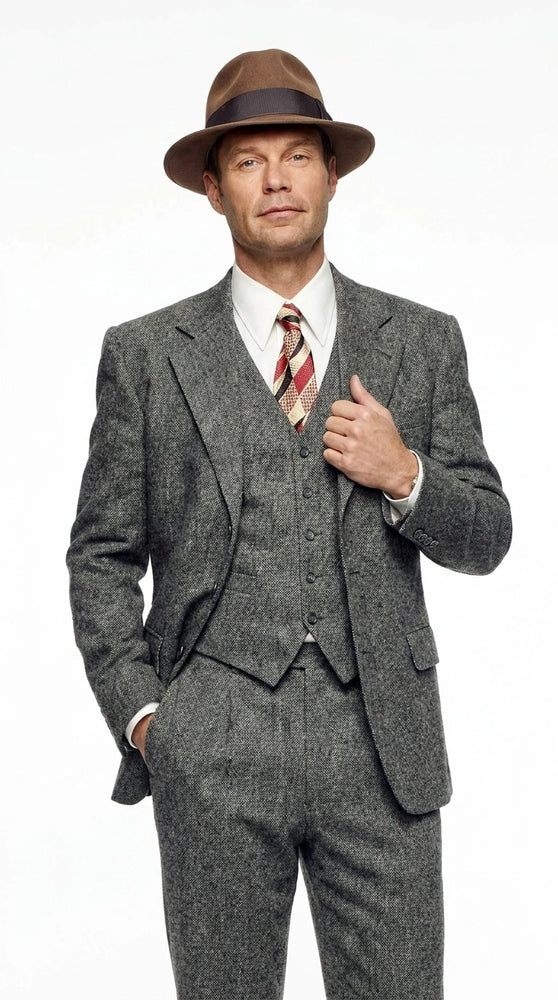 Men’s Grey Vintage Gangster Suit – Bonnie and Clyde Inspired 3 Piece Classic 1920s Formal Outfit